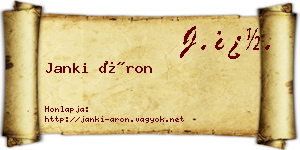 Janki Áron névjegykártya
