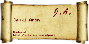 Janki Áron névjegykártya